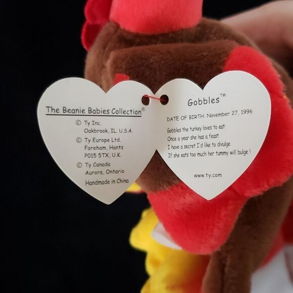 Vintage 1997 "Gobbles" Turkey Beanie Baby PE Pell - Picture 6 of 9